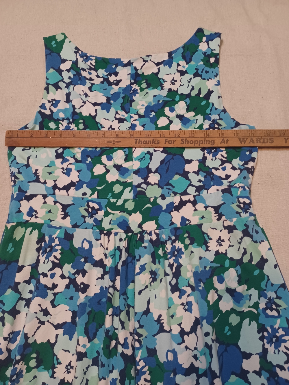 Lands' End Blue & Green Floral Sleeveless Dress Women's Size Medium - Picture 5 of 7